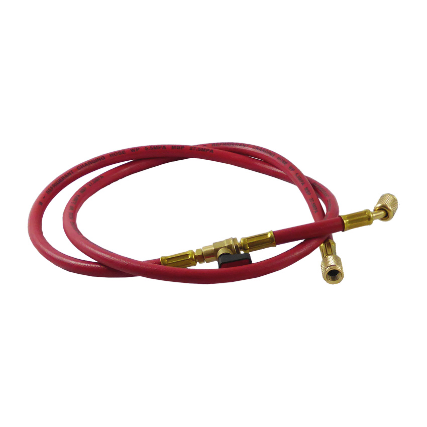 Ferrari Füllschlauch rot R410A mit Absperrventil, 150 cm