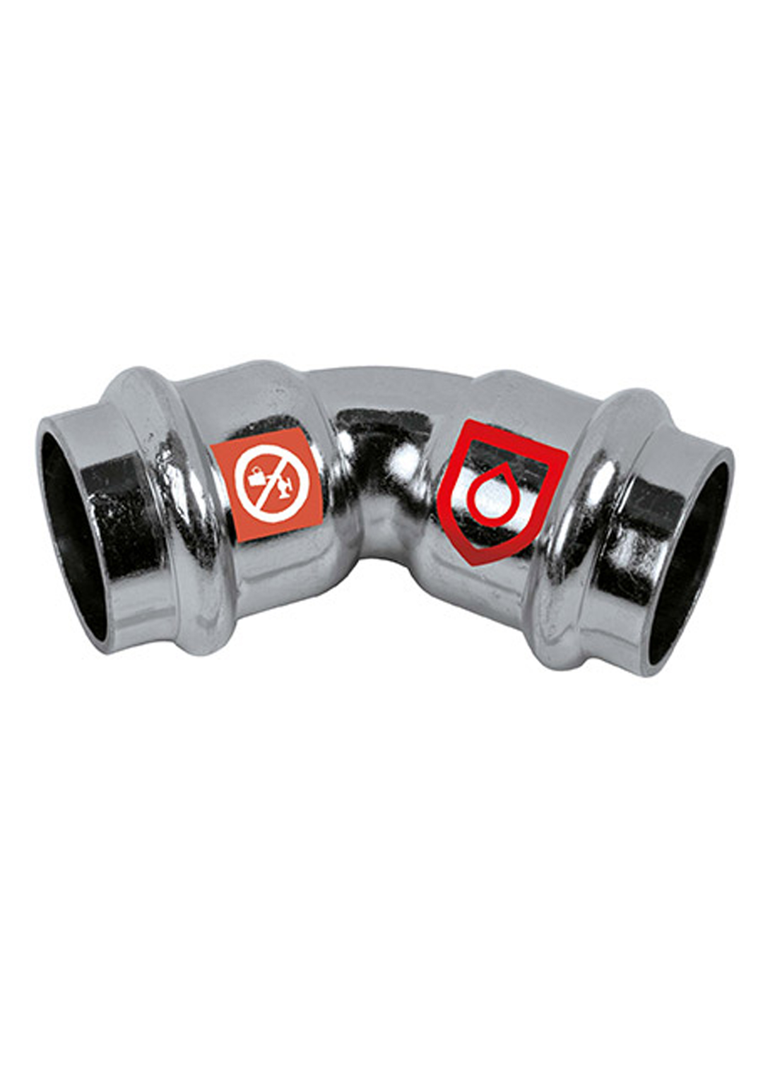 Frabo C-Stahl-Pressfitting Bogen 45° Ø 42 mm, 2 x Pressmuffe, verzinkt