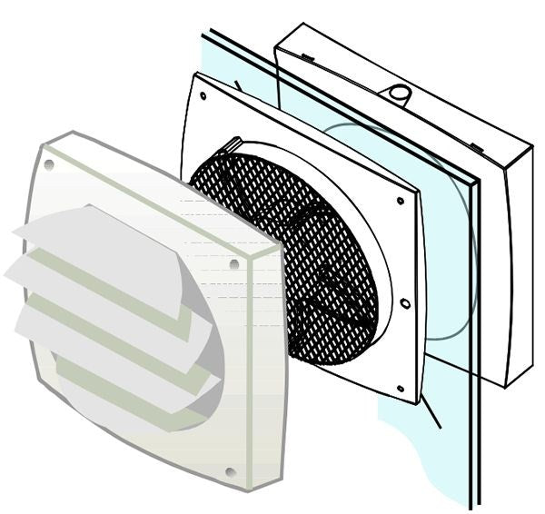 Cata LHV 160 Gravity grille – Schwerkraftgitter für Fensterventilator LHV 160, weiß