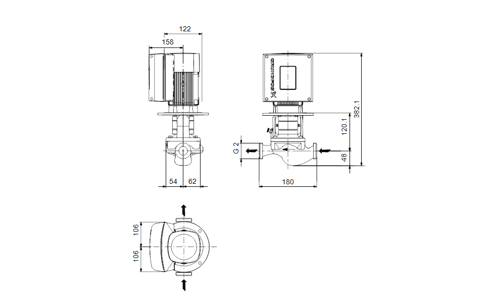 GRUNDFOS Einstufige Inlinepumpen TPE 32-50/2 A-O-A-BQQE-AWB Art. 98525615