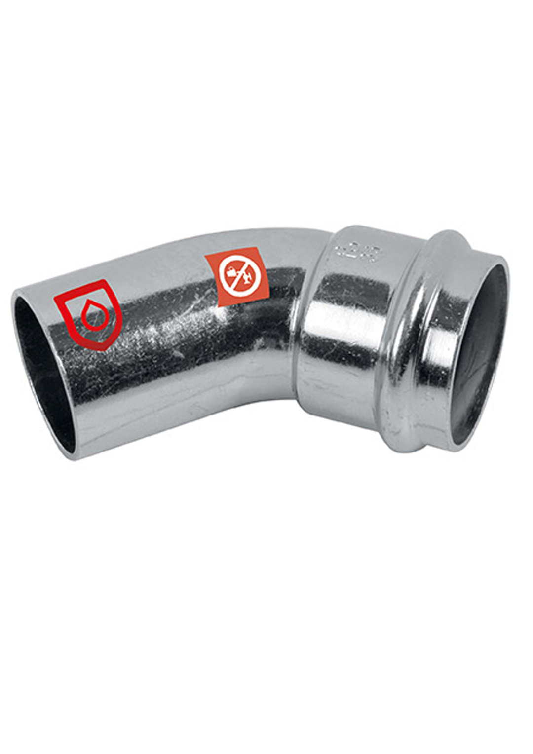 Frabo C-Stahl-Pressfitting Bogen 45° Ø 42 mm, Einsteckende x Pressmuffe, verzinkt