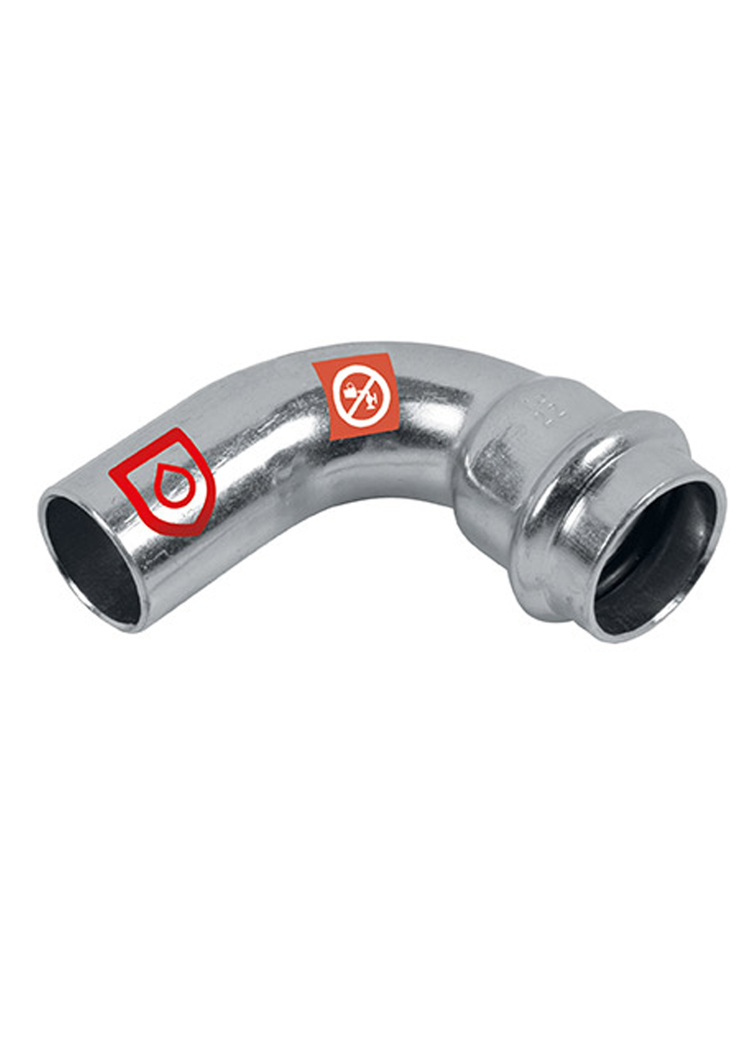 Frabo C-Stahl-Pressfitting Bogen 90° Ø 35 mm, Einsteckende x Pressmuffe, verzinkt