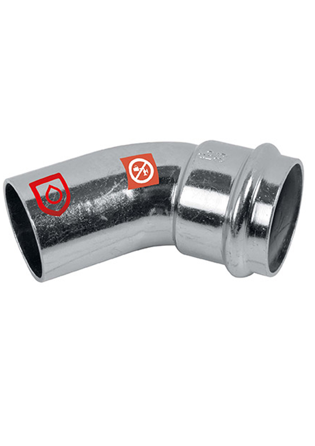 Frabo C-Stahl-Pressfitting Bogen 45° Ø 35 mm, Einsteckende x Pressmuffe, verzinkt
