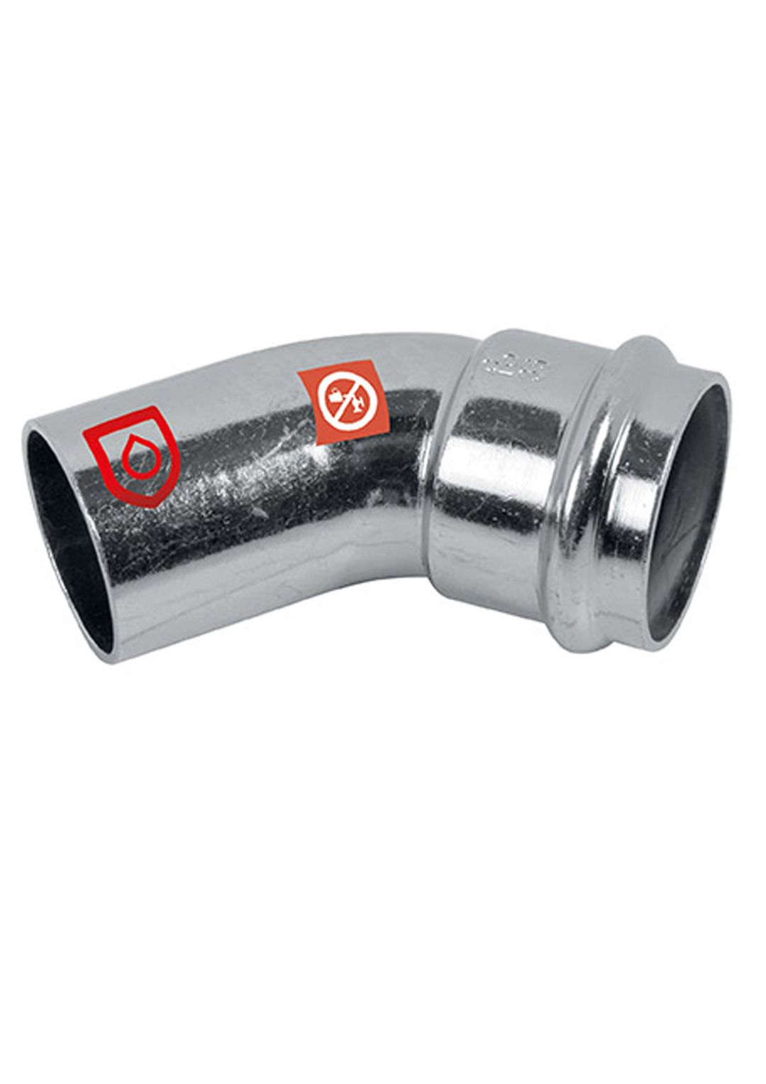 Frabo C-Stahl-Pressfitting Bogen 45° Ø 54 mm, Einsteckende x Pressmuffe, verzinkt