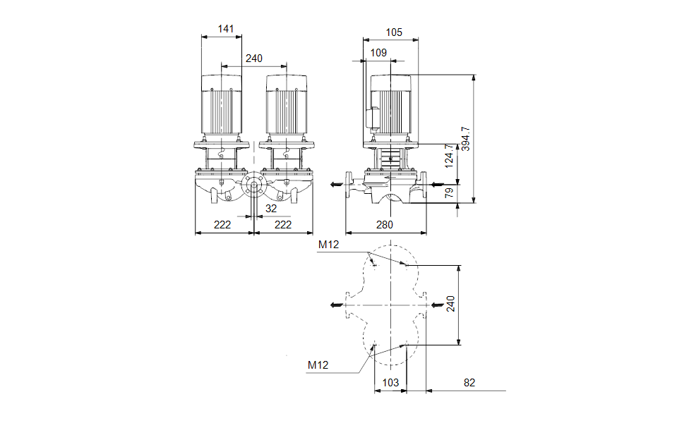 GRUNDFOS einstufige inlinepumpen  TPD 32-40/4 AFA-BQQE-CW3 Art. 98958184