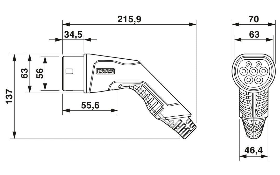 Phoenix Contact Ladekabel EV-T2G3PC-3AC20A-5,0M2,5ESBK11