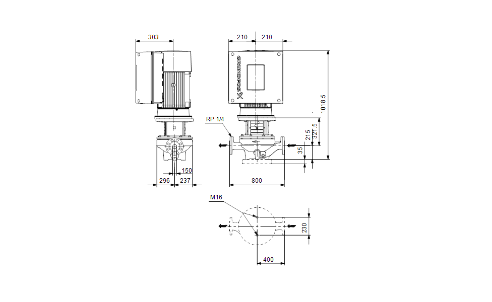 GRUNDFOS Einstufige Inlinepumpe TPE 150-200/4 A3-F-O-DAQF-OWA Art. 92952373
