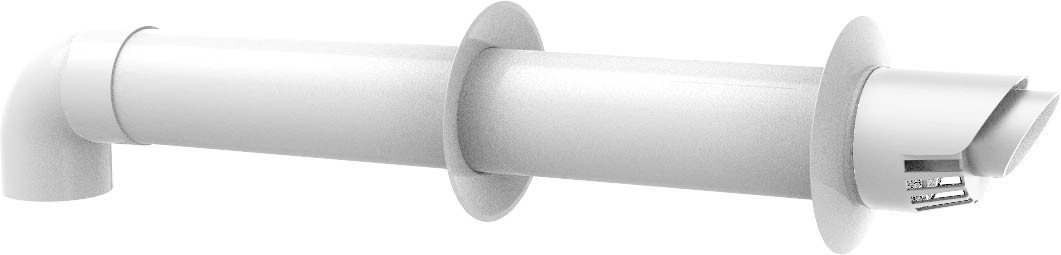 Polymax Koaxial-Abgasset horizontal 60/100 mm, PP, für Brennwertkessel Vaillant