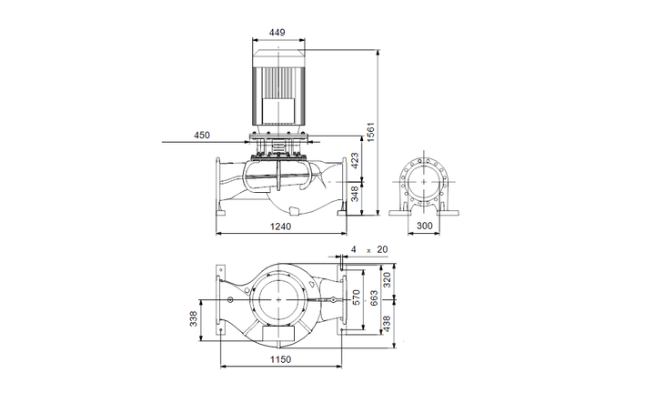 GRUNDFOS einstufige inlinepumpen TP 300-250/4 A3-F-O-DAQF-TW3 Art. 99088560