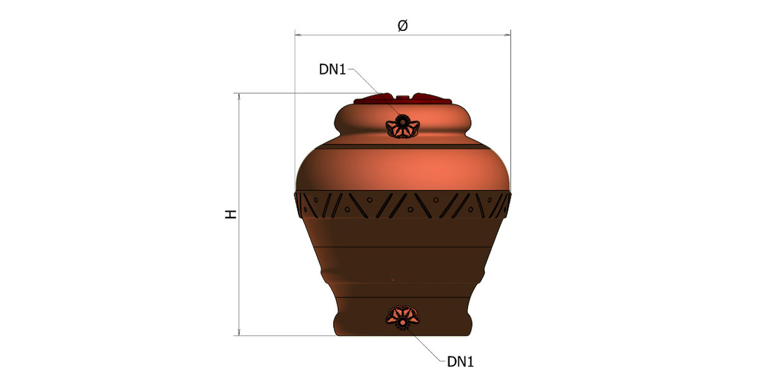 Elbi Wassertank Jar (Amphorenform) JAR-300 TC, 300 l, mit Bohrungen