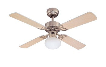 Westinghouse Vegas – Deckenventilator mit Licht, Flügel Ahorn hell/Silber, Ventilator Aluminium gebürstet
