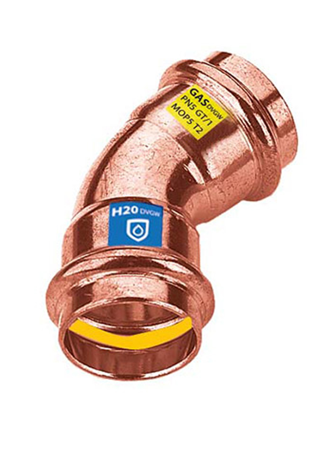 Frabo Kupfer-Pressfitting Bogen 45° Ø 12 mm, 2 x Pressmuffe