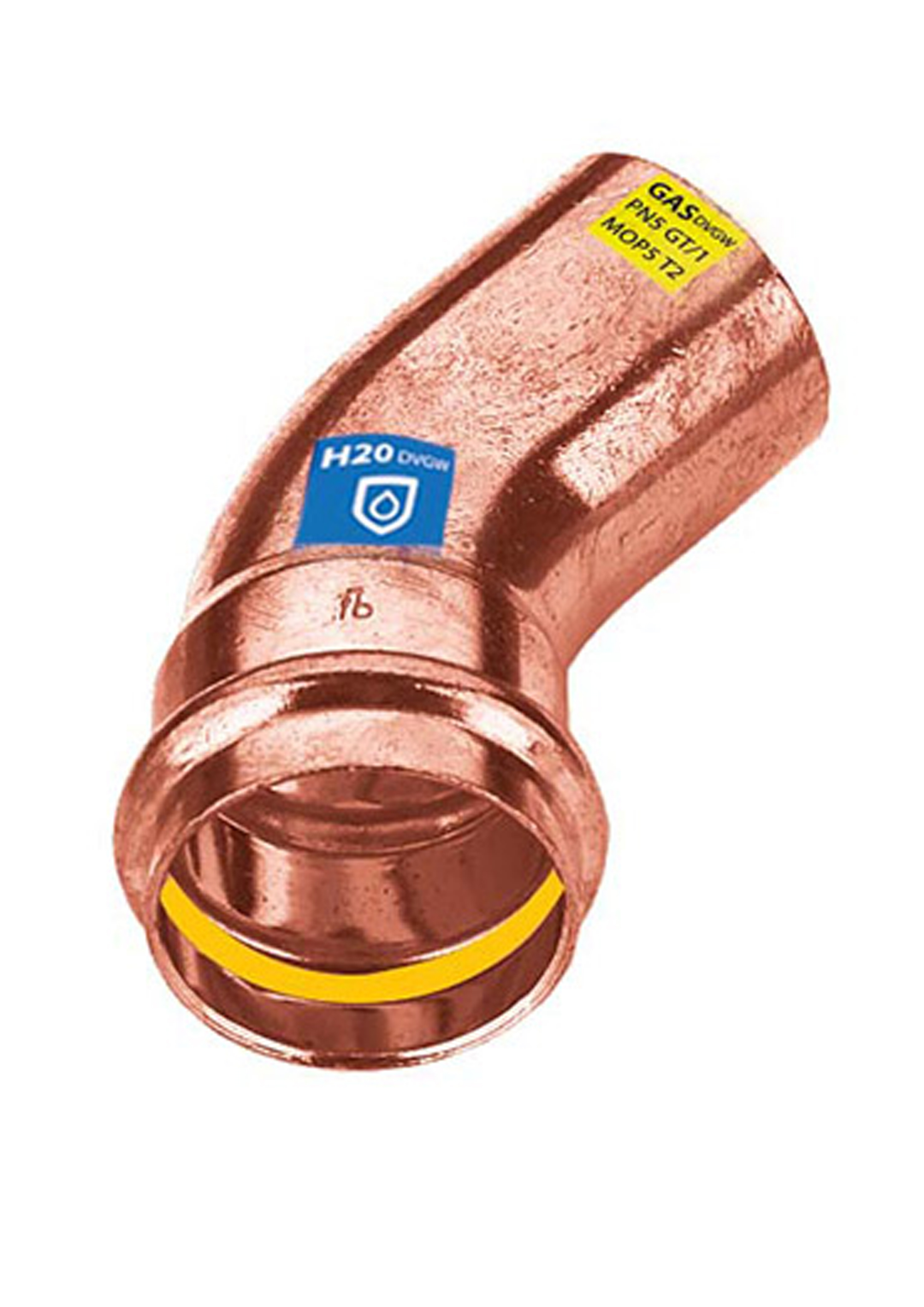 Frabo Kupfer-Pressfitting Bogen 45° Ø 12 mm, Einsteckende x Pressmuffe