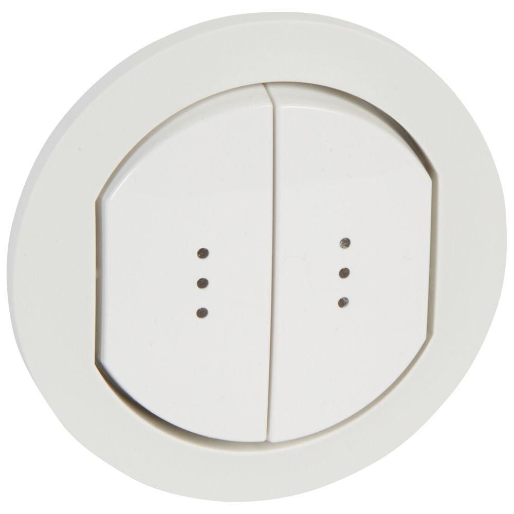Legrand Céliane Doppel-Zierblende mit Kontrollleuchte IP44, weiß, für 2 x 067001 / 067031
