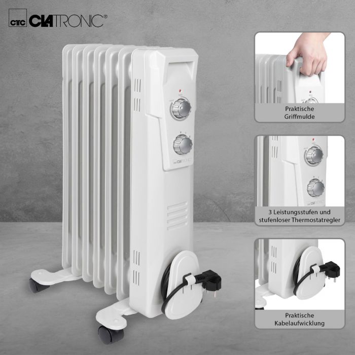 Clatronic Radiator RA 3735 Weiß 7 Rippen 1500W