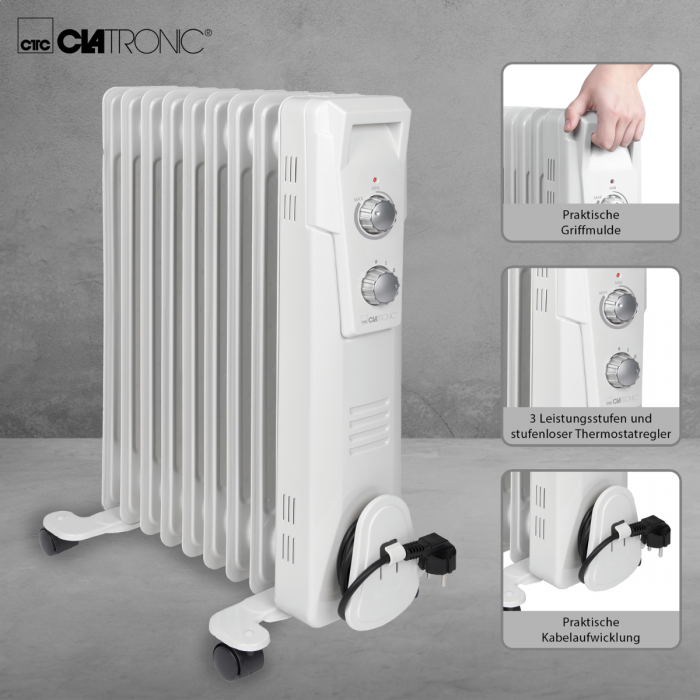 Clatronic Radiator RA 3736 Weiß 9 Rippen 2000W