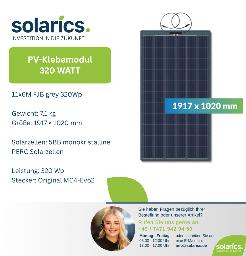 DAS Solar Solarmodul 11x6M FJB grey 320Wp
