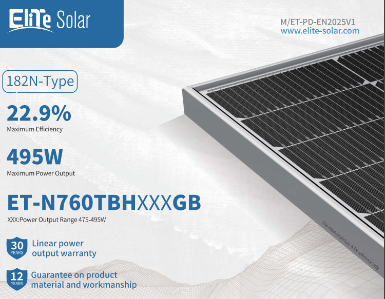 Wuxi Elite Solar Power Holding Pte. Ltd. - Solarmodul - ET-N760TBH475-495GB ET-N760TBH495GB - Art. 234231