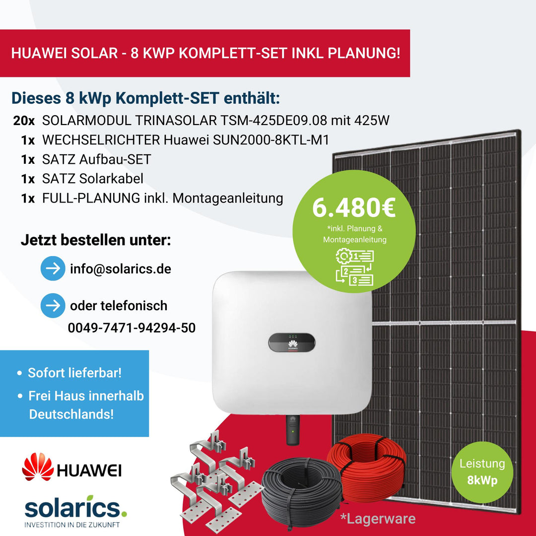 HUAWEI Solar – 8 KWP Komplett-Set Inkl. Planung – Solarics
