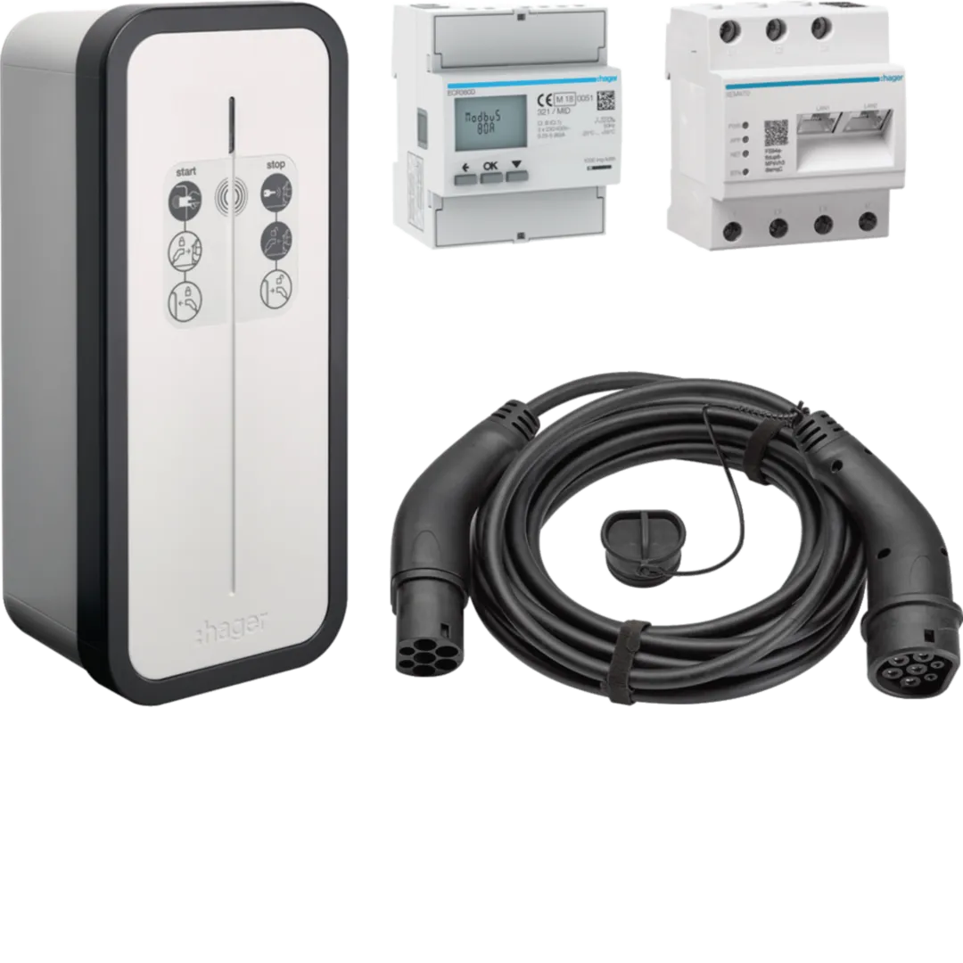 Hager Solar-Kit witty mit Controller flow, Netzzähler und Ladekabel – Hager