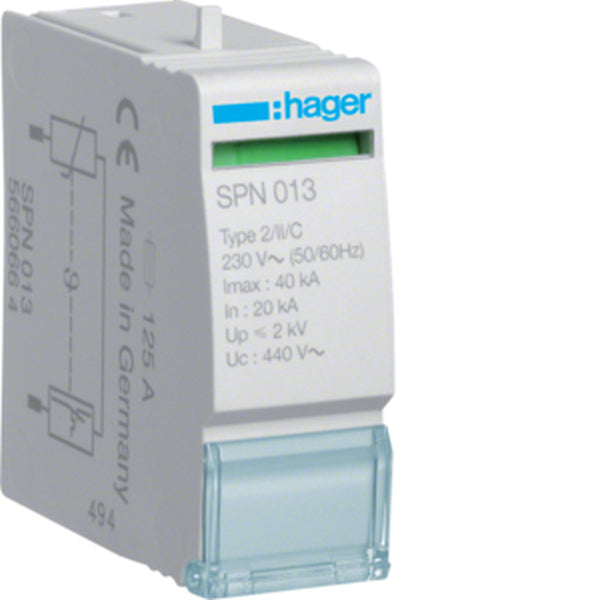 Hager Steckmodul SPN013 1polig 40kA Typ2 440V – Hager