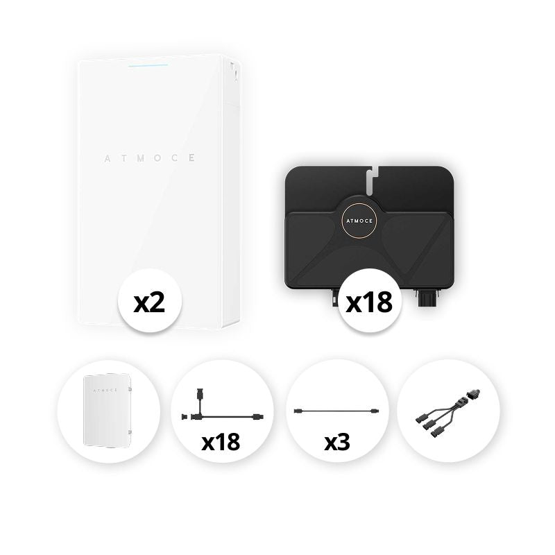 ATMOCE – Pack Triphasé micro-onduleurs 9 kVA + 2 Batteries - 14 kWh
