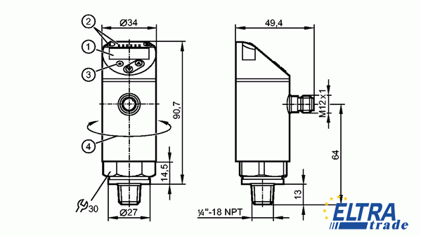 IFM Electronic PN7697Electronic pressure monitor