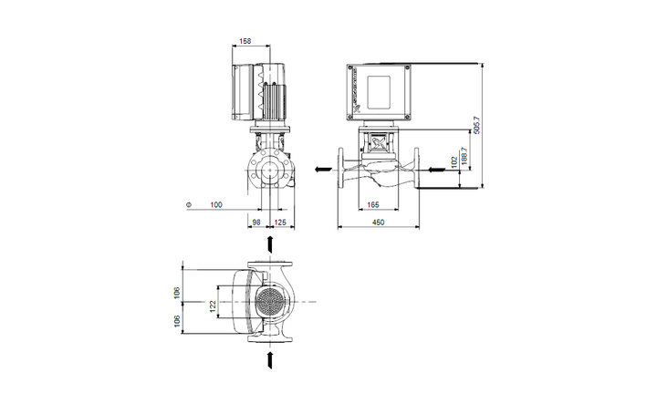 Grundfos Einstufige INLINEPUMPE TPE2 100-40 N-A-F-A-BQQE-CYA Nr. 98437726