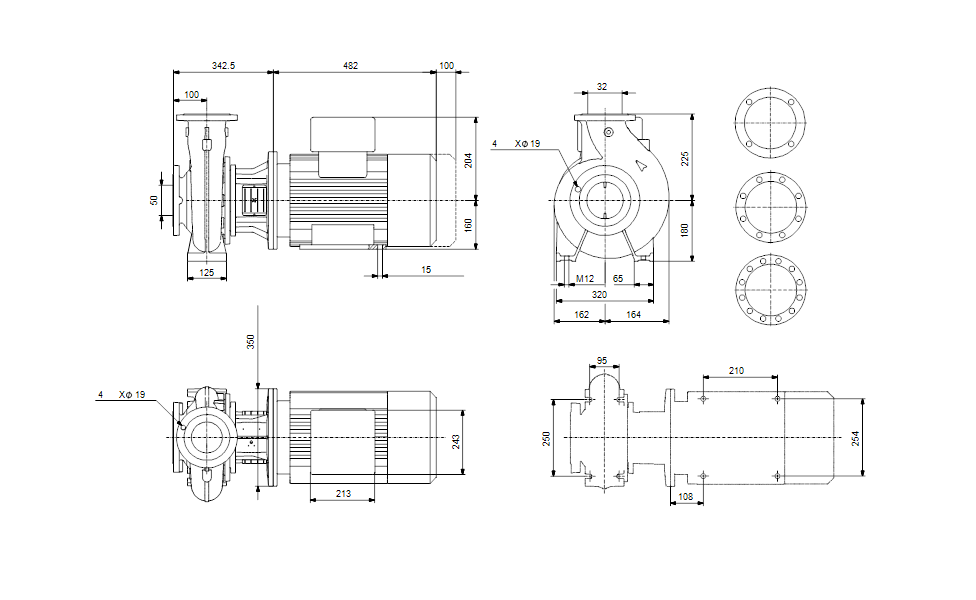 GRUNFOS Einstufige Blockpumpe NB 32-250/262 AAF2AESBQQEOW1 Nr. 98100076