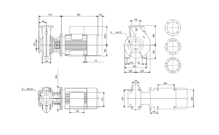 GRUNFOS Einstufige Blockpumpe NB 100-250/274 BAF2AESBQQEOW3 Nr. 98846064