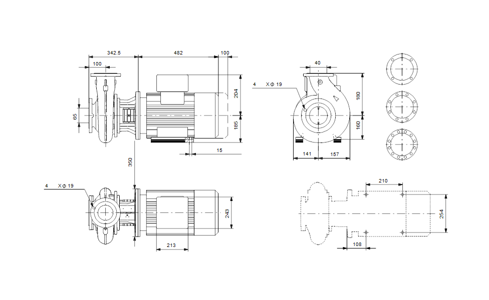 GRUNFOS Einstufige Blockpumpe NB 40-200/219 AASF2AESBQQEOW1 Nr. 98915632