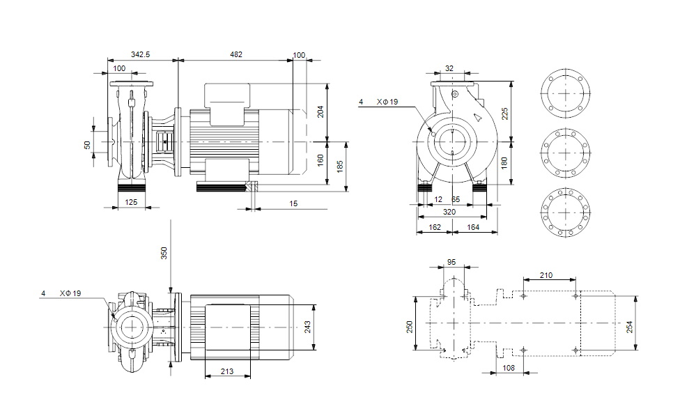 GRUNFOS Einstufige Blockpumpe NB 32-250/262 AASF2AESBQQEOW1 Nr. 98976263