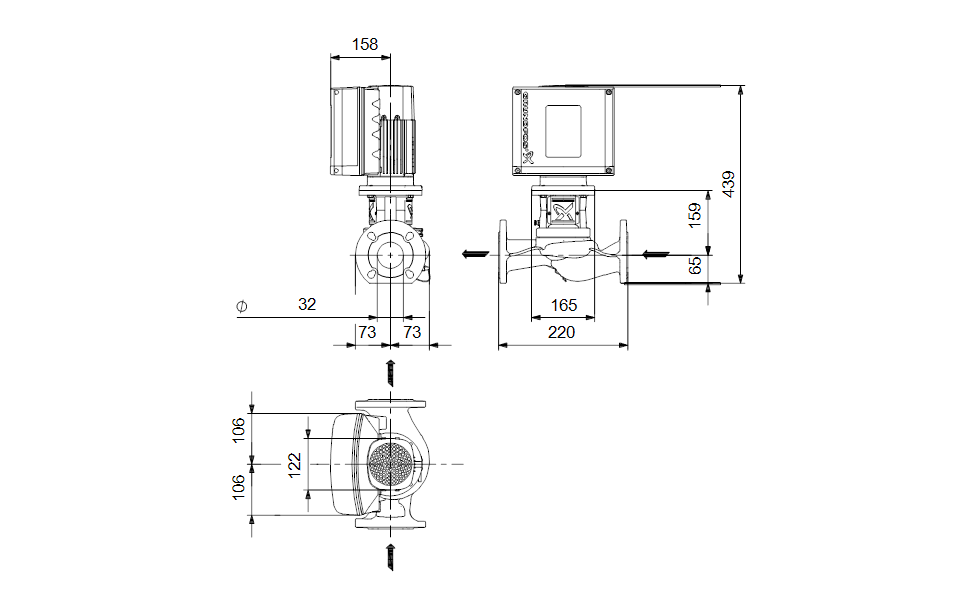 Grundfos Einstufige INLINEPUMPETPE3 32-80 S-A-F-A-BQQE-CYB Nr. 99272234