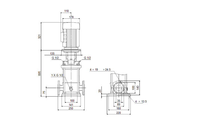 GRUNDFOS Kreiselpumpe CR 1-36 A-FGJ-A-E-HQQE - Art. 96513340