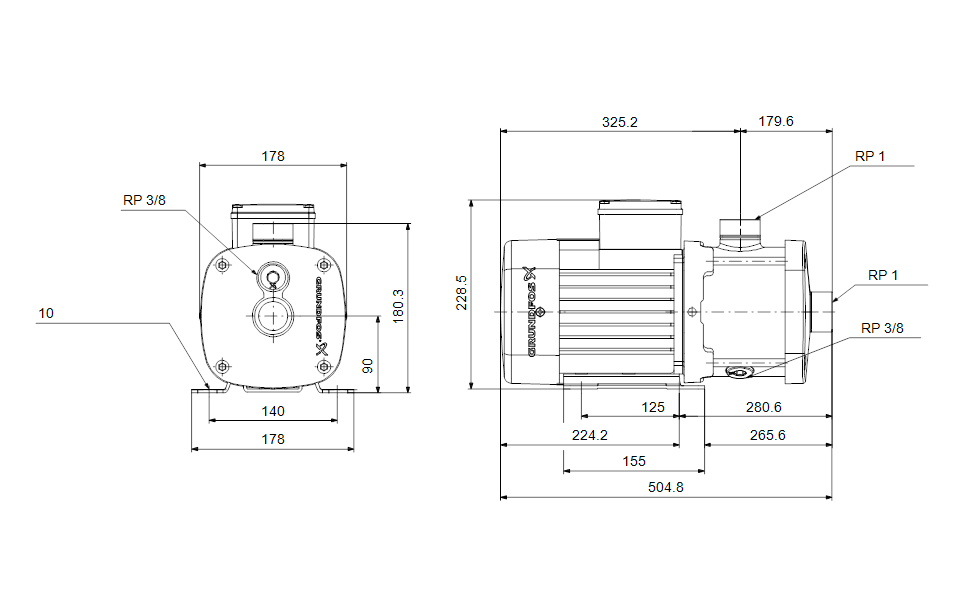 GRUNDFOS Blockpumpe CM 3-10 A-R-G-E-AQQE C1-A-A-N - Art. 92889502