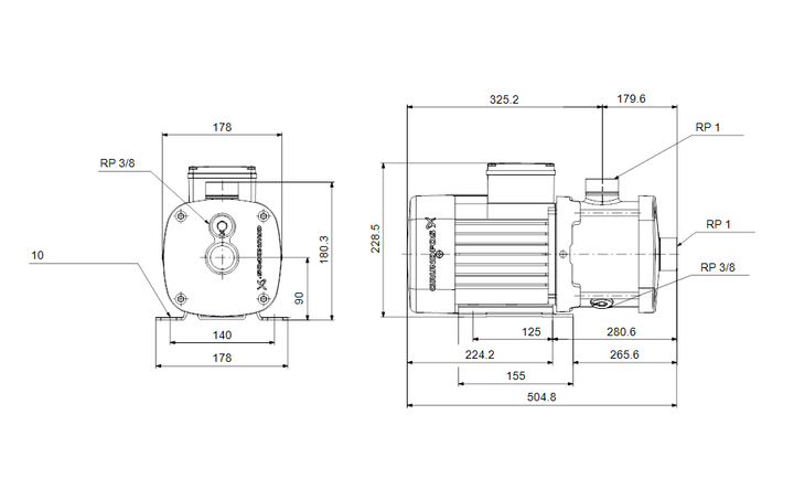 GRUNDFOS Blockpumpe CM 3-10 A-R-G-E-AQQE C1-A-A-N - Art. 92889502