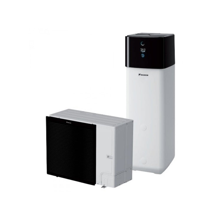 Daikin Bivalente Wärmepumpe für Heizung, Kühlung und Trinkwasserproduktion, dreiphasige Außengerät 16 kW Speicher 500 l. ALTHERMA R ECH2O COMPACT BIV ERLA16DW1+EBSXB16P50D