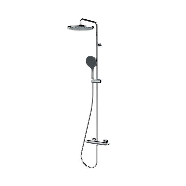 Bossini Duschsäule, mit Duschkopf Ø 28 cm, Handbrause Ø 14 cm, schwenkbarer Duschhalter, 150 cm Cromolux-Schlauch und externer Thermostatmischer mit Umschalter, verchromt APICE L10505000030008