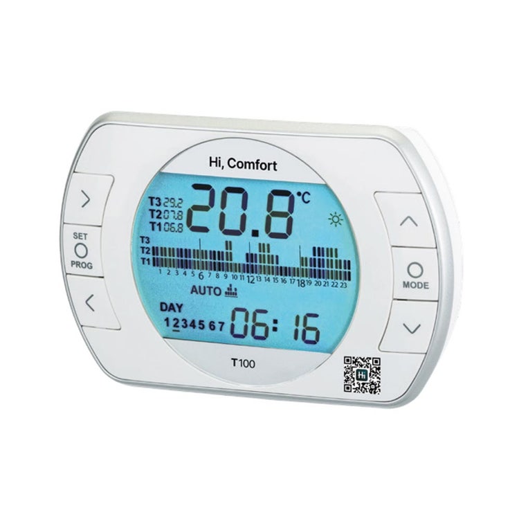 Beretta Hi, Comfort T100 Universal-ON/OFF-modulierendes Chronothermostat mit hintergrundbeleuchtetem Display 20193352