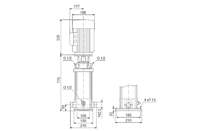 GRUNDFOS Vertikale Mehrstufige Kreiselpumpe  ZUM VERGLEICH HINZUFÜGEN TEILEN CRNE 5-20 Art. 96518478