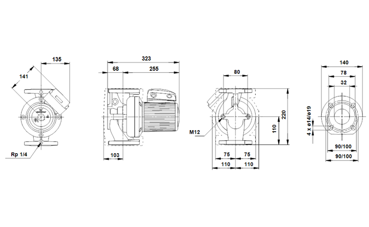 GRUNDFOS Nassläufer-Umwälzpumpe UPS 32-60 F B 220 Art. 96401797