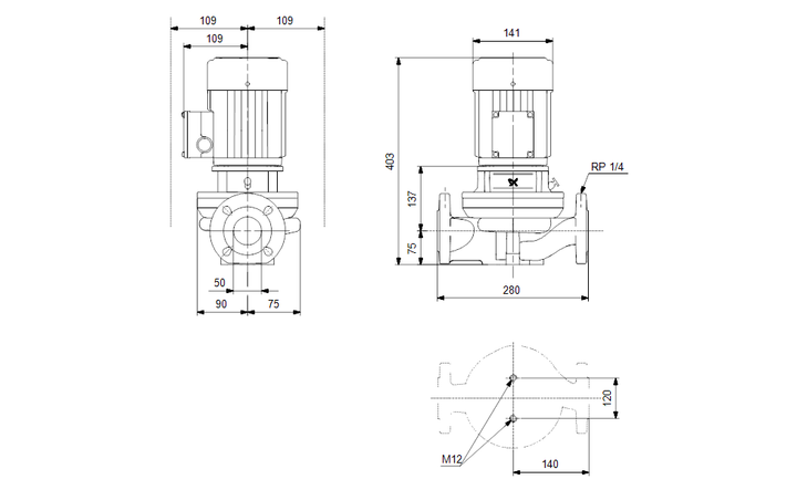 GRUNDFOS Einstufige Inlinepumpe TP 50-60/2 A-F-A-RUUE Art. 96438873