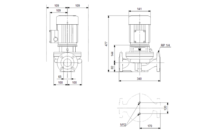 GRUNDFOS Einstufige Inlinepumpe TP 65-120/2 A-F-A-BUBE Art. 96402293