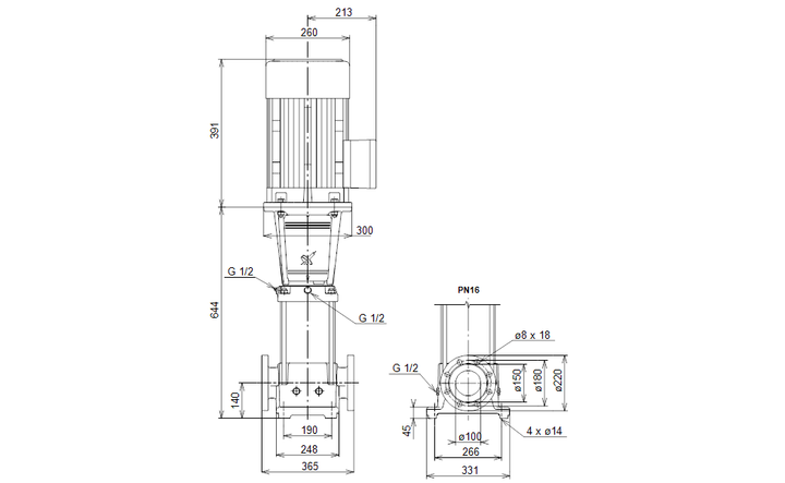 GRUNDFOS Vertikale Mehrstufige Kreiselpumpe  ZUM VERGLEICH HINZUFÜGEN TEILEN CRE 64-2-2 Art. 96123987