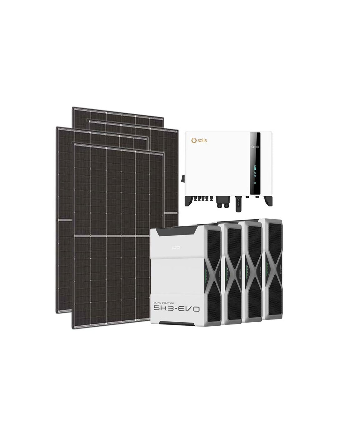 Dreiphasiges Photovoltaik-Kit 10800W Wechselrichter Solis 10kW Lithium 20.8kWh Weco EVO...