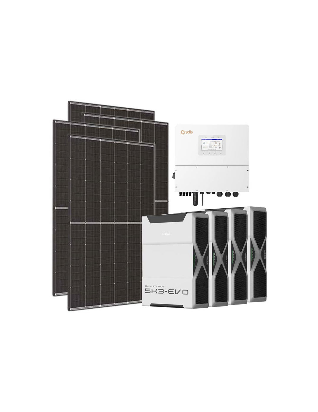 Dreiphasiges Photovoltaik-Kit 15300W Wechselrichter Solis 15kW Lithium 20.8kWh Weco EVO...