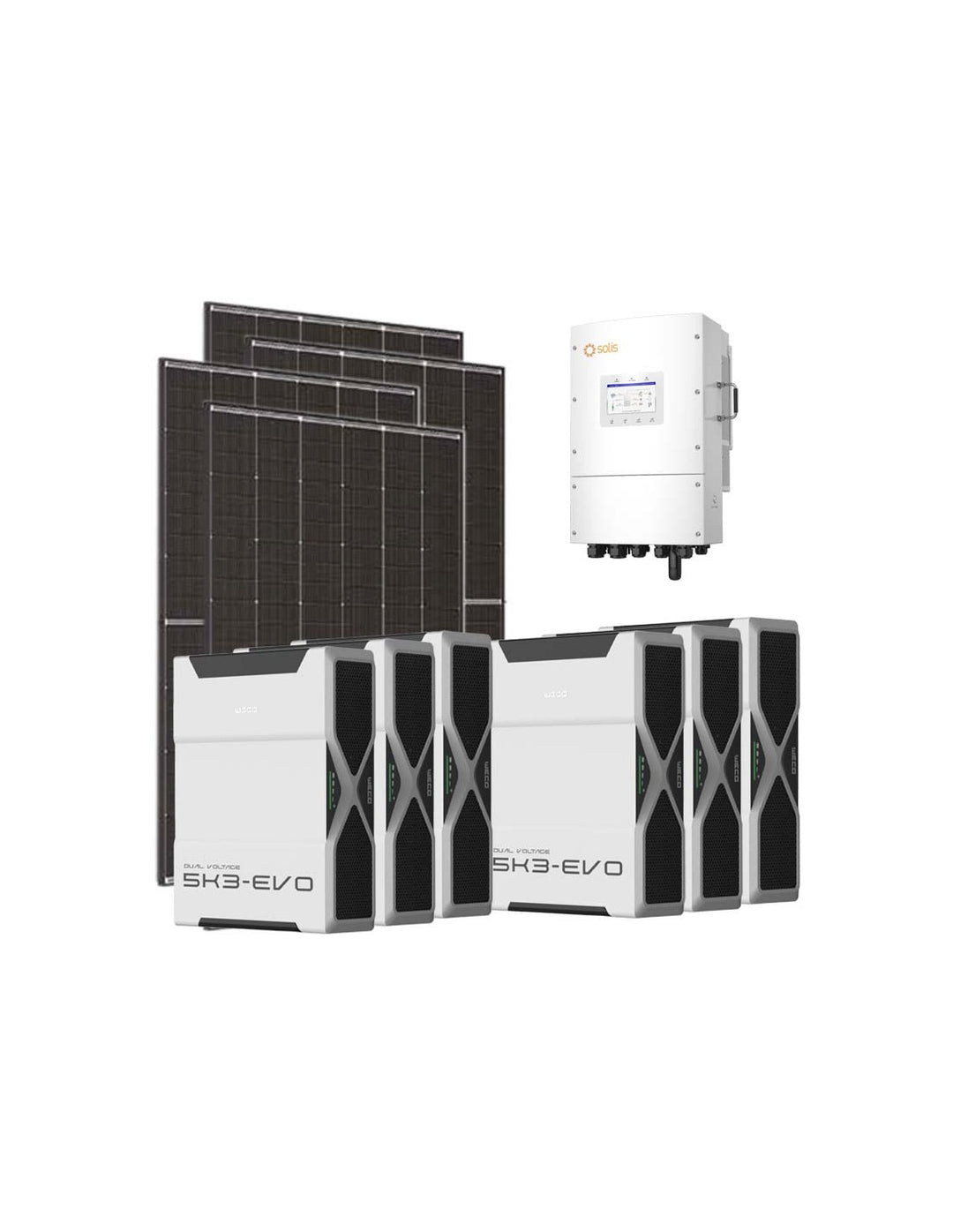 Dreiphasiges Photovoltaik-Kit 15300W Wechselrichter Solis LV 15kW Lithium 31.3kWh Weco...