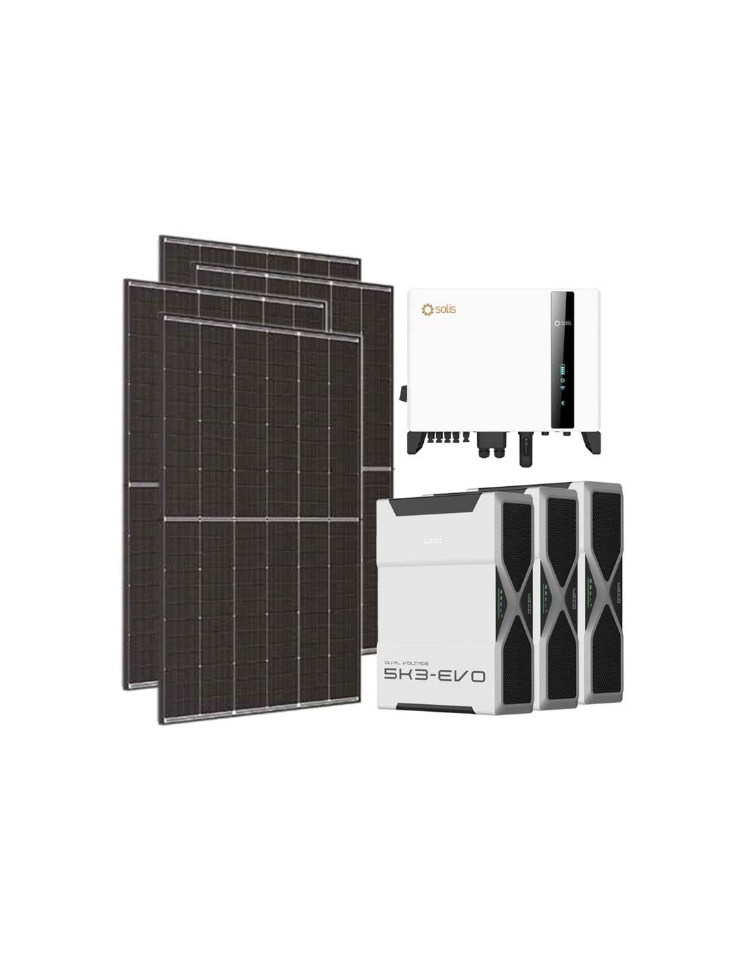 Dreiphasiges Photovoltaik-Kit 5400W Wechselrichter Solis 5kW Lithium 15.6kWh Weco EVO 5k3