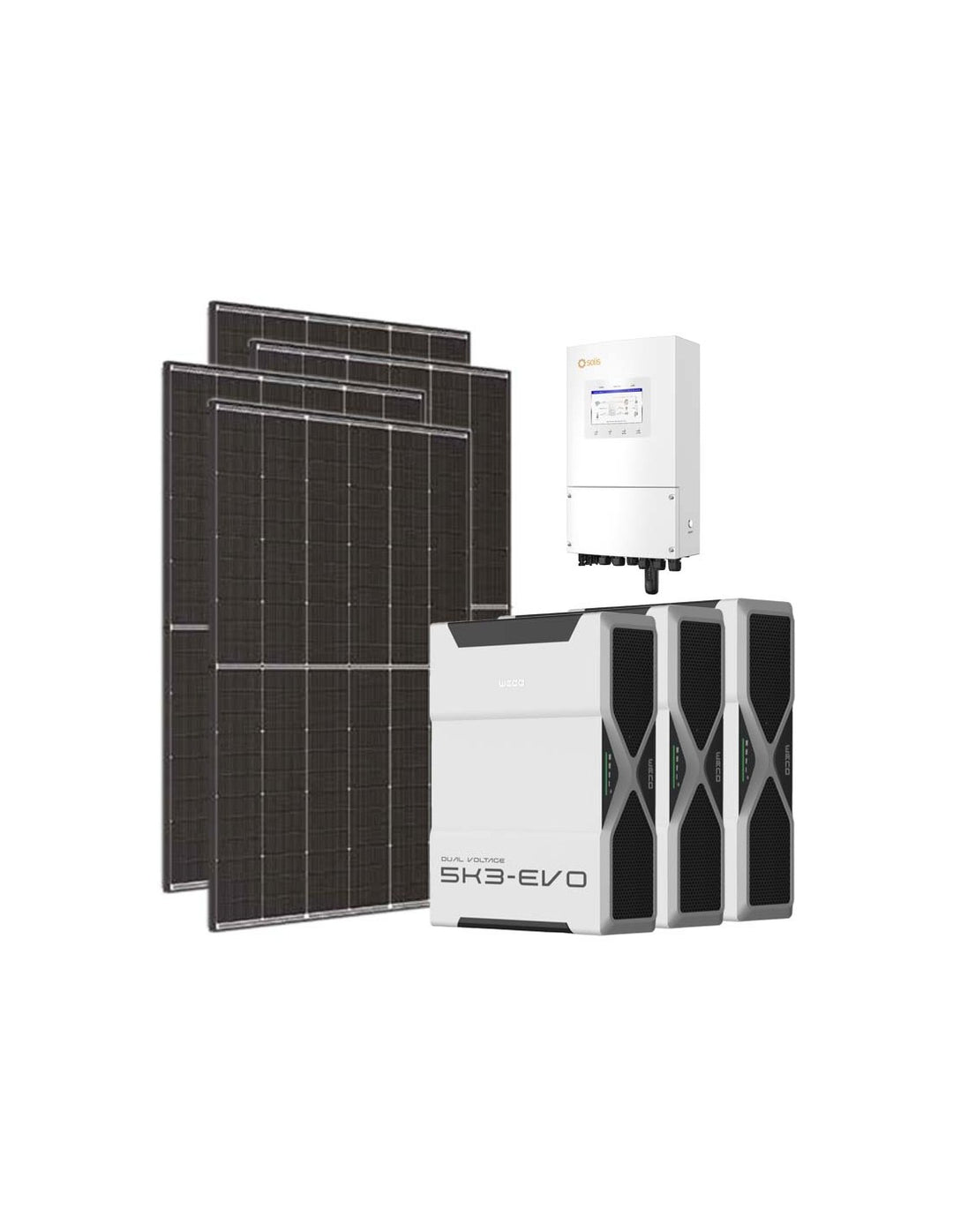 Einphasiges Photovoltaik-Kit 5400W Wechselrichter Solis LV 5kW Lithium 15.6kWh Weco EVO...