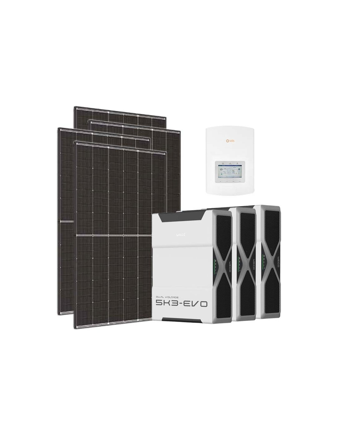 Einphasiges Photovoltaik-Kit 6300W Wechselrichter Solis LV 6kW Lithium 15.6kWh Weco EVO...